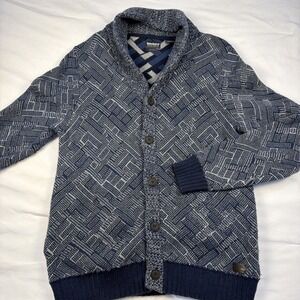 Timberland Mens XL Slim‎ Fit Shawl Collar Geometric Knit Cardigan Navy TBOA1OYJ